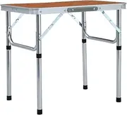 vidaXL Portable Lightweight Aluminium Folding Camping Table - Ideal for Outdoor Activities, Picnics and BBQ - Brown