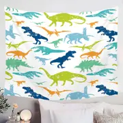 Worn Multi Colored Dinosaurs Tapestry