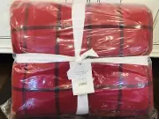 Pottery Barn Anderson Plaid King Comforter Blanket Sherpa Christmas Red Bedding