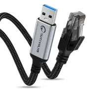 USB A to Ethernet Cable 5 FT A to RJ45 Nylon Cord Gigabit Directly Connected ...