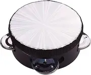 4 Inch Wooden Radiant Tambourine Handbell Hand Drum with Single Row Jingles Reflective Drum Head Percussion Instrument Musical Toy for Adults Dancing Singing Party Black 4 Inch