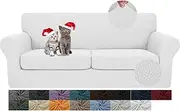 [JIVINER] Newest 3 Pieces Couch Covers for 2 Cushion Couch Stretch Sofa Slipcover with 2 Extra Large Seat Cushion Covers Thick Fitted Loveseat Sofa Covers for Living Room (Off White), 71"-91"(2 Cushion)