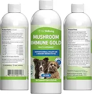 Mushroom Immune Gold for Dogs & Cats - Vet-Formulated - Holistic Immune Support with Reishi, Maitake, Turkey Tail - Natural Herbal Supplement 8 oz (237 ml)