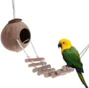 Pet Daily Kit Natural Coconut Shell Bird Nest With Ladder Pet Bird Cage Toys