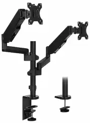 Mount-It! Dual Monitor Arm Stack Mount Desk Stand | Fits 24-32 Inch Screens