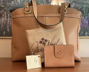 Patricia Nash Poppy Tote Tan - Hazelnut Smooth Leather And Iberia Wallet NWTs