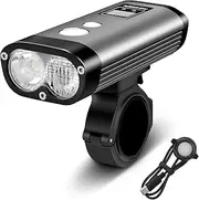 RAVEMEN PR1400 Rechargeable Bike Light, 1400 Lumens Light for Bike with Dual Lens, LED Display, IPX8 Waterproof Bike Front Light for Mountain Biking, Night Riding