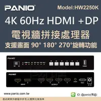 在飛比找Yahoo!奇摩拍賣優惠-2X2 4K HDMI/ DP訊號輸入電視牆拼接器《✤PAN