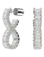 [Swarovski] Hyperbola Infinity Rhodium Plated Hoop Earrings in White