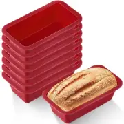 8 Pcs Silicone Mini Loaf Pan Silicone Bread Loaf Pan Rectangle Baking Molds N...