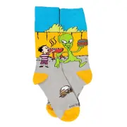 Alien Stealing a Hamburger at a BBQ Socks from the Sock Panda (Adult Small)