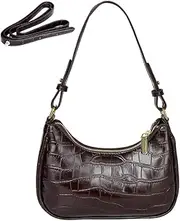 [AMHDV] Small Crocodile Shoulder Bag Retro Classic Crossbody Clutch Purse with Zipper Closure