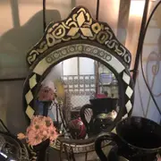 Fez Furniture & Homewares Small Moroccan Crested Mirror with Bone Inlay