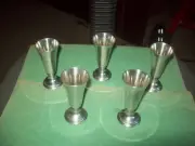 LOT OF FIVE PEWTER GOBLETS SHOT GLASSES ENGLAND