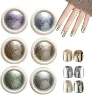 Chrome Nail Powder, Chrome Nail Powder Set | 6 Colors Glitter Fingernail Chrome | Shimmering Nail Paint Powder for Festival, Dating, Makeup, Hall
