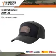 Hunters Element Crest Cap Waxed Cotton Fabric W Curved Peak Black Forest Green