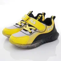 在飛比找Yahoo奇摩購物中心優惠-FILA頂級童鞋-果凍電燈運動鞋款-852W黑黃(中小童段)