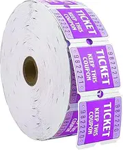 L LIKED Raffle Tickets Double Roll 2000 Tickets Consecutively Numbered 50/50 Raffle Tickets for Event Party Prize Drawing Perforated Stubs (Easy Read Purple)