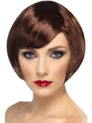 Babe Wig Brown Short Bob Style with Fringe Fancy Dress Costume Accessory