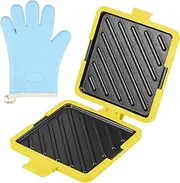 Microwave Toastie Sandwich Maker, Micro Munchy Microwave Toastie Maker with Gloves, Quick Cooking Microwavable Toastie Maker, Microwave Panini Maker for Toast Making Waffle Making (Yellow)