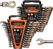 24-Piece Flex-Head Ratcheting Wrench Set - Metric and SAE -Chrome Vanadium Steel