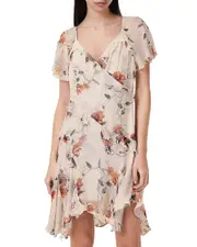 Allsaints Darma Floral Faux Wrap Ruffle Dress