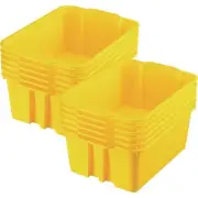 Stacking Bins, 14" x 10" x 5 ¾" - 12 Pack, Yellow | Stackable Storage Plastic...