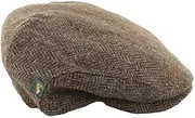 [Mucros Weavers] Irish Flat Cap Men Trinity Tweed Hat Driving Cap Made in Ireland (US, Alpha, Small, Brown), Brown, Small