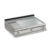 Baron 3 Burner Electric Fry Top With 2/3 Smooth 1/3 Ribbed Chrome Plate And Thermostat Control - 700Mm Depth - Q70FT/E1225-SI