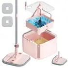 Upgraded Spin Mop and Bucket Set Self-Standing Mop Bucket Separate Dirty and ...