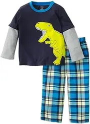[Carter's] Boys 2 Pc Jersey Pjs Set Dinosaur Plaid (6 months)