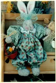 Cottontail Bunny Doll Pattern Soft Sculpture Primitive Country Hollyhocks