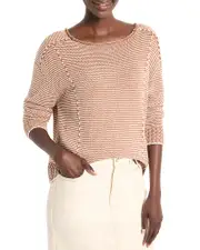 Nic+Zoe Striped Seamed Cotton Cord Sweater