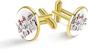 [suojapuku] Cufflinks For Men Classic Mens CuffLinks,Paris Architecture Illustration Collection,Cuff Links Gold Cufflinks for Wedding Business