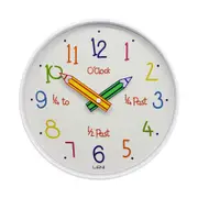 Leni Pencil Dial Kids/Children Hanging Round Room Wall Clock Time Decor 25cm