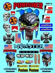 WHITE VINYL Sticker Gang SHEET -R/C MODEL Decals 1/12-1/10 -REDCAT