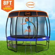 8ft Trampoline Free Safety Net Spring Pad Cover Mat Roof Basketball Set - Blue