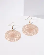 Rose Gold Pattern Circle Hook Drop Earrings