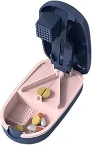 Small Pill Organiser - Travel Pill Box | Pill Container | Pill Organizer With Pill Splitter | Travel Daily Tablet Dispenser | Portable Pill Dispenser | Pill Crusher For Purse Pocket For Home, Travel