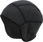 [X AUTOHAUX] Cycling Hat Keep Warm Tab Hard Hat Liner Polar Fleece Fabric Black Melange 28x20.5cm 1 Pcs