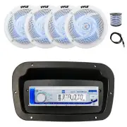 Dual Marine Radio, Spa Bezel,Adapter, Antenna,Wire, 4x 4" 100W LED White Speaker