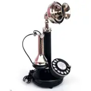 Black Finished Telephone Home Decor Old Styled Brass Candlestick Rotary Antique