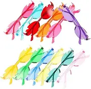 [DEARMAMY] 12 Pairs Colorful Flame Shape Frameless Sunglasses Trendy Rimless Party Glasses for Adults for Beach Parties and Festivals Multi Color Selection