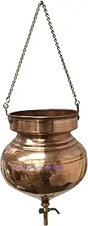 Pure Copper Shirodhara Pot Ayurvedic Equipment with Control Valve and Brass Chain for Panchkarma Abhyanga Sodhana Ayurveda Massage Basti Nasya (Small Shirodhara CV MFN)