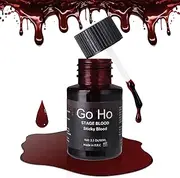 Go Ho Halloween Fake Blood Washable(2 oz),Dripping Blood Sticky Blood with Brushes,Edible Fake Blood Makeup for Eyes Drips Teeths Mouth Nose Bleeds,Cosplay SFX Zombie Vampire Blood Makeup,Dark Red