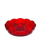 GODINGER Dublin Ruby Red Crystal Chip and Dip Serving Bowl Set of 2 Holiday NEW