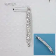 Fine Solid Sterling Silver CZ Crystal Curved Bar Connector Closed Loops #33489