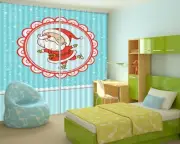 3D Red Santa O030 Christmas Photo Curtain Printing Fabric Window An