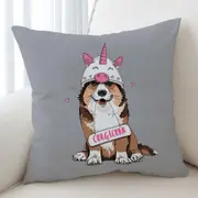 Cute Corgi Dog as A Unicorn Corgicorn Cushion Cover
