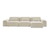 Brosa Memphis Modular 3 Seater Sofa with Chaise and Armrests (Cream)